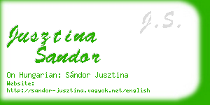 jusztina sandor business card